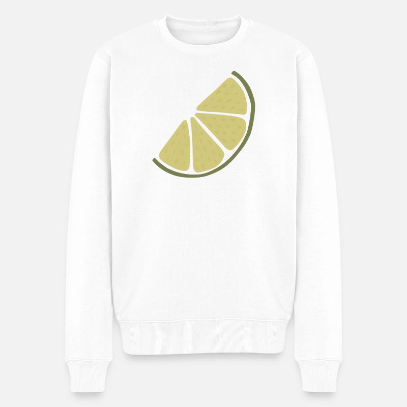 Lime Slice Minimalistische Limette - Männer Premium Bio Pullover - Weiß