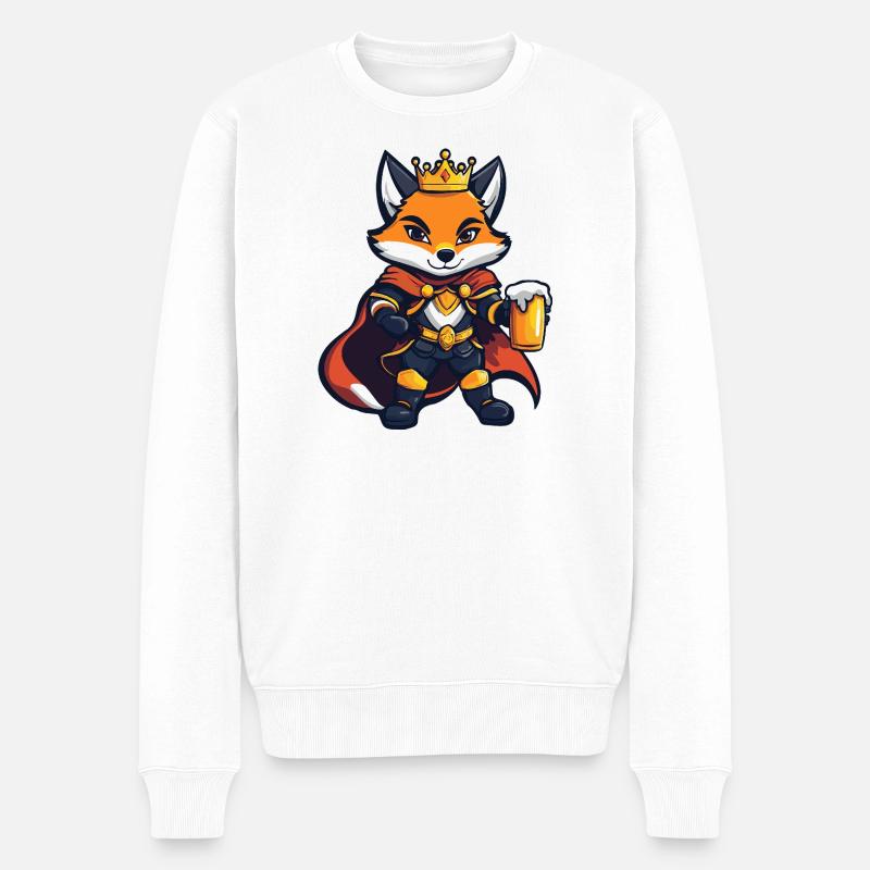 Fuchs Bier König - Männer Premium Bio Pullover - Weiß