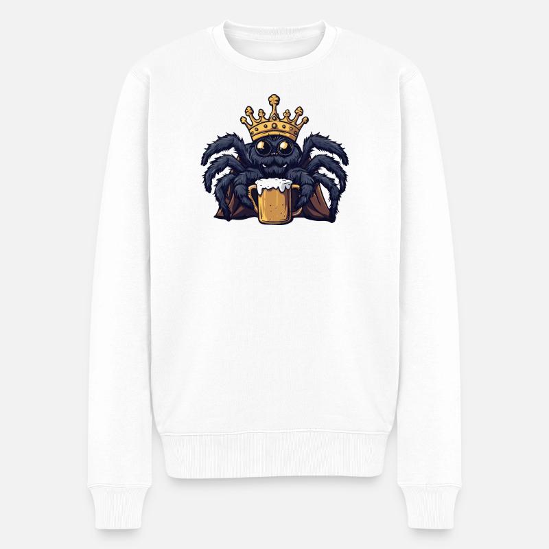 Tarantula Bier König - Männer Premium Bio Pullover - Weiß