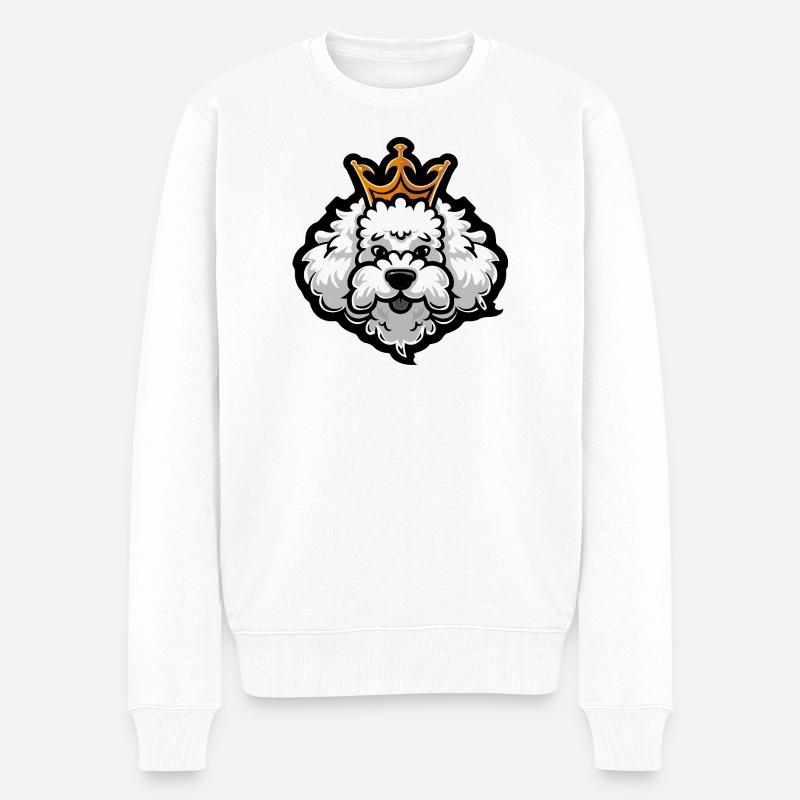 Pudel Hund Krone - Männer Premium Bio Pullover - Weiß