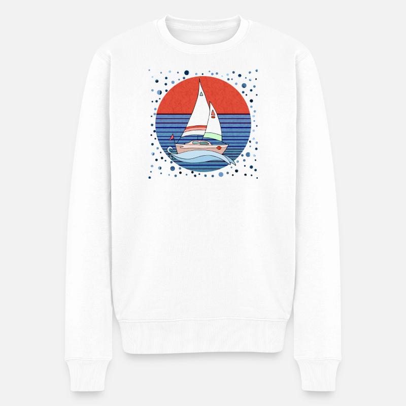Segelboot - Männer Premium Bio Pullover - Weiß
