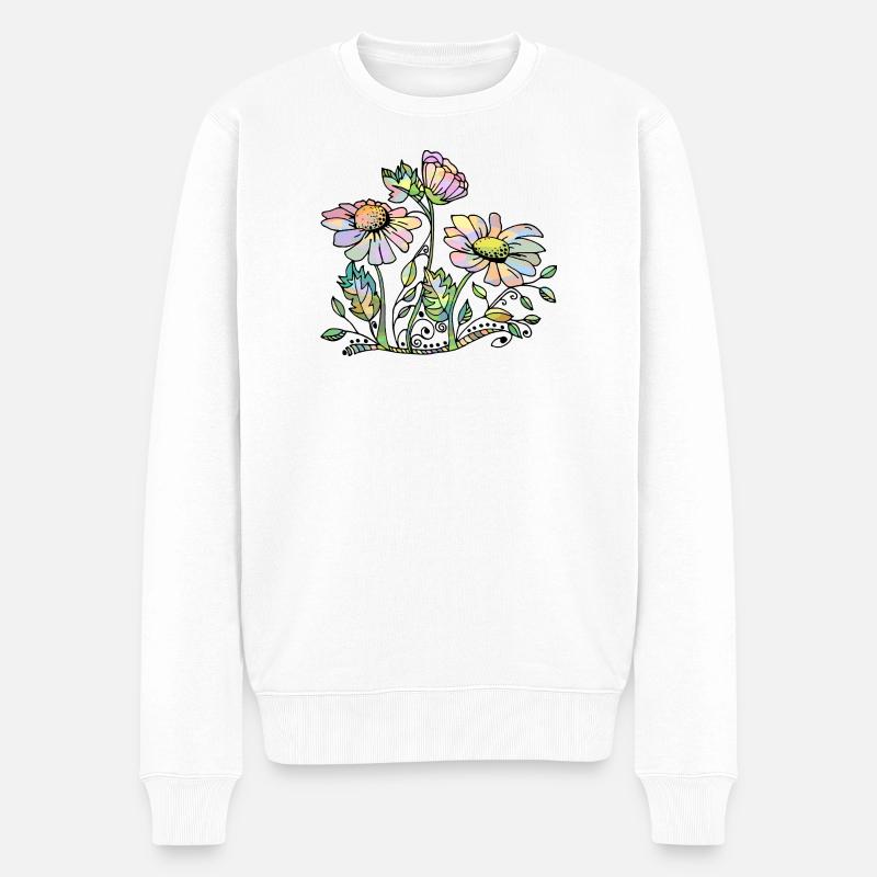 Blumen - Männer Premium Bio Pullover - Weiß