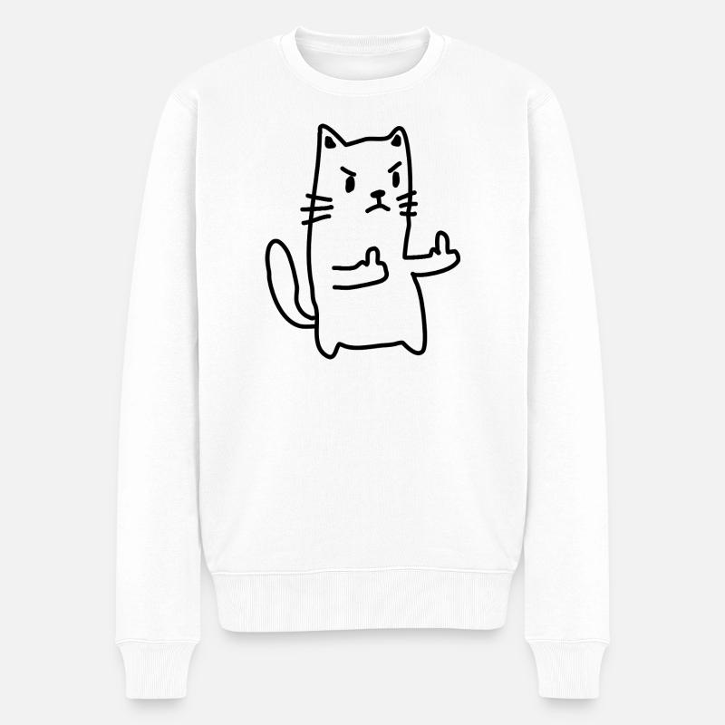 Doigt d’honneur du chat - Pull Premium bio Homme - blanc