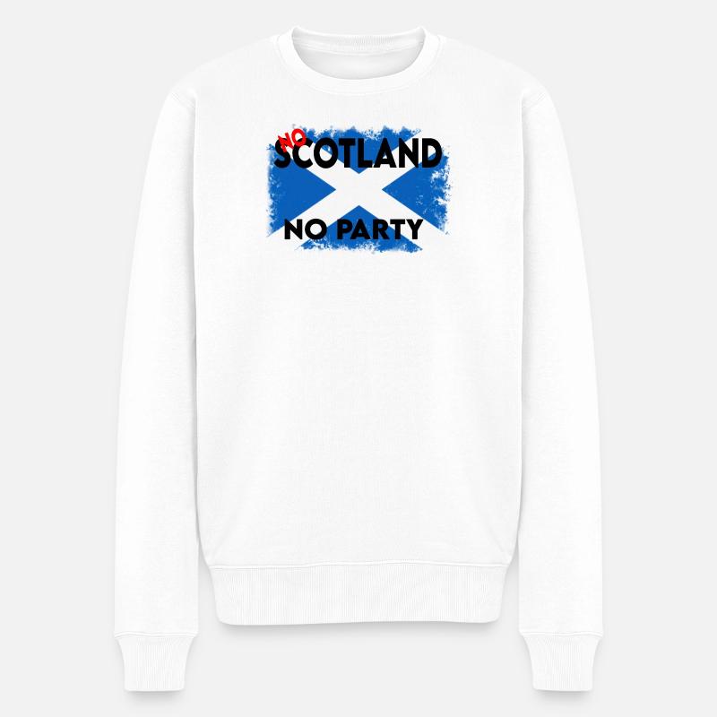 Fettgedruckte Saltire-Flaggentypografie - Männer Premium Bio Pullover - Weiß