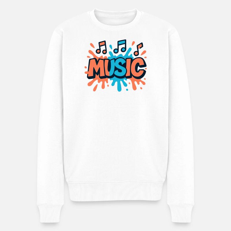 Bunte Musik Popmusik Noten - Männer Premium Bio Pullover - Weiß