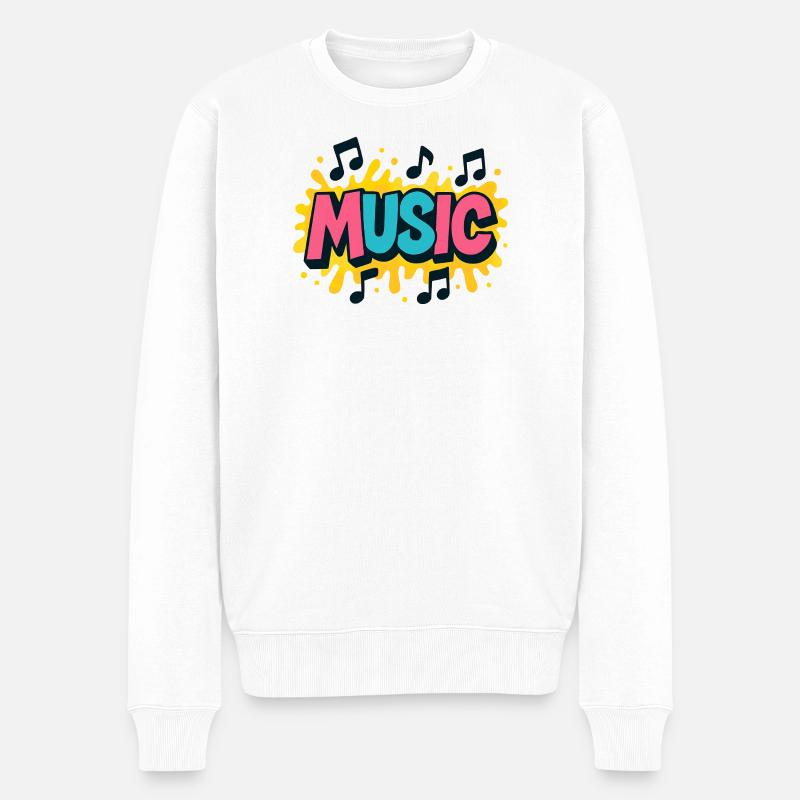 Bunte Musik Popmusik Noten - Männer Premium Bio Pullover - Weiß
