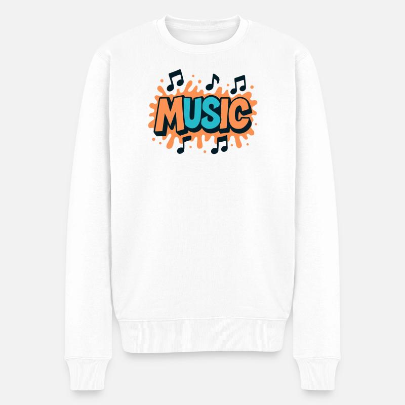 Bunte Musik Popmusik Noten - Männer Premium Bio Pullover - Weiß