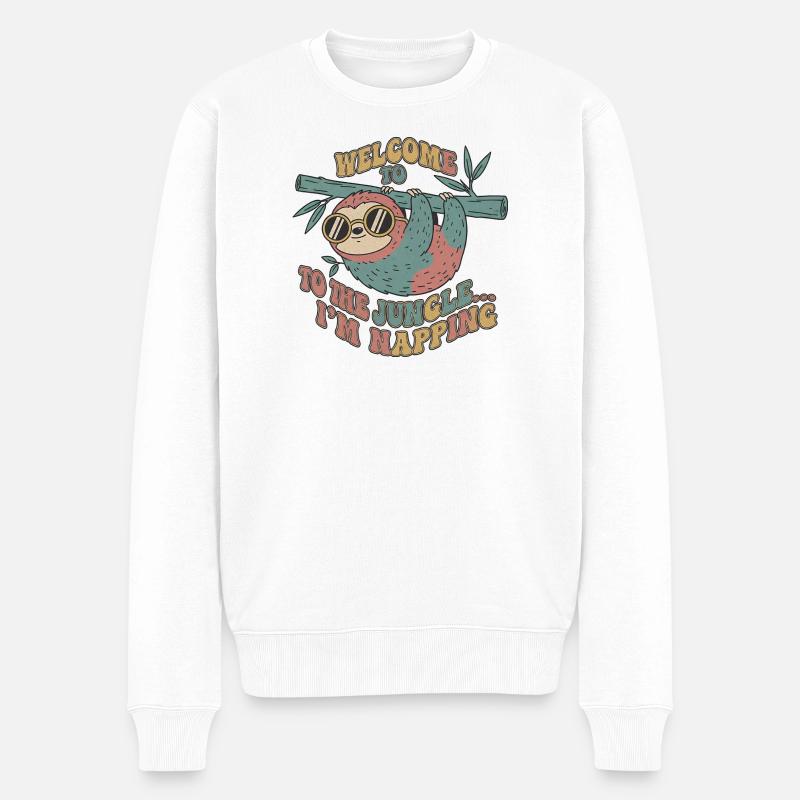 Dschungel-Faultier-Nickerchen - Männer Premium Bio Pullover - Weiß