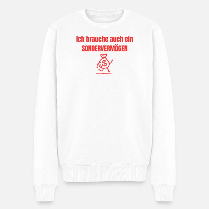 Ich brauche auch ein Sondervermögen - Männer Premium Bio Pullover - Weiß
