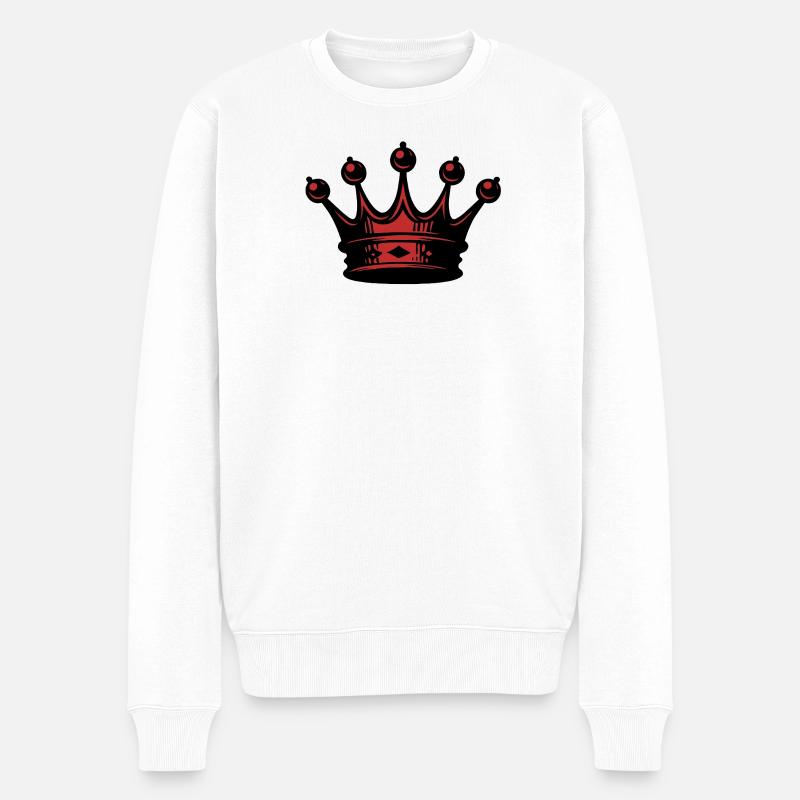 Rote Kronen-Silhouette - Männer Premium Bio Pullover - Weiß