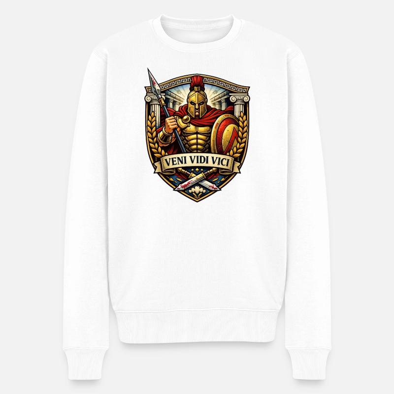 Sparta Krieger Schild - Männer Premium Bio Pullover - Weiß