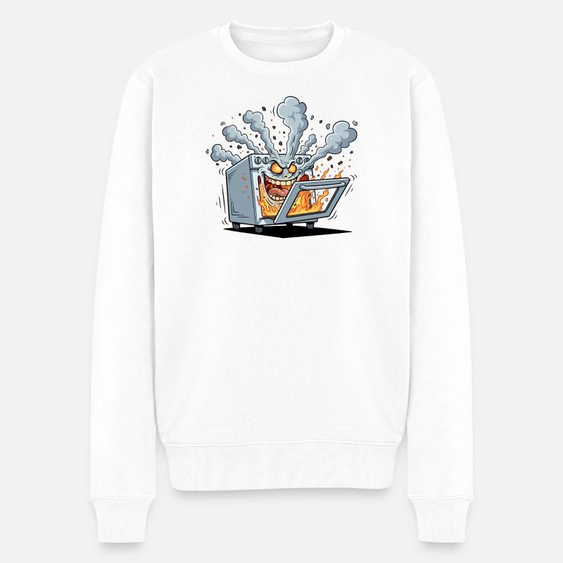 Monstre de Four de Cuisine Enflammé - Pull Premium bio Homme - blanc