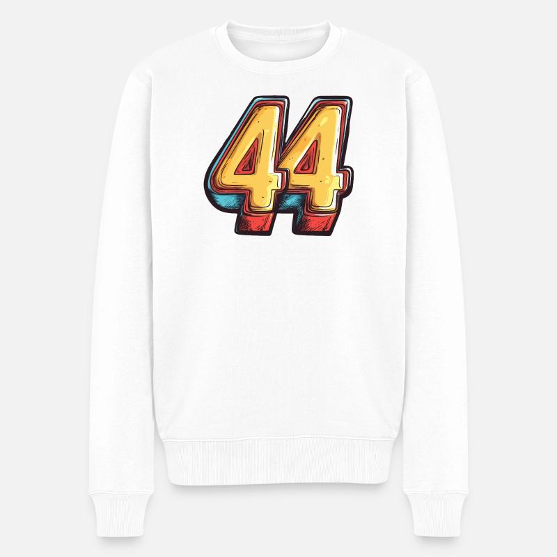 44 Zahl Bunt - Männer Premium Bio Pullover - Weiß
