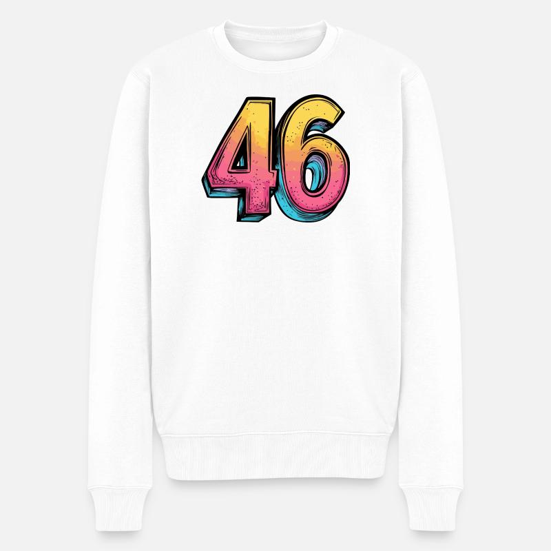 46 Zahl Bunt - Männer Premium Bio Pullover - Weiß