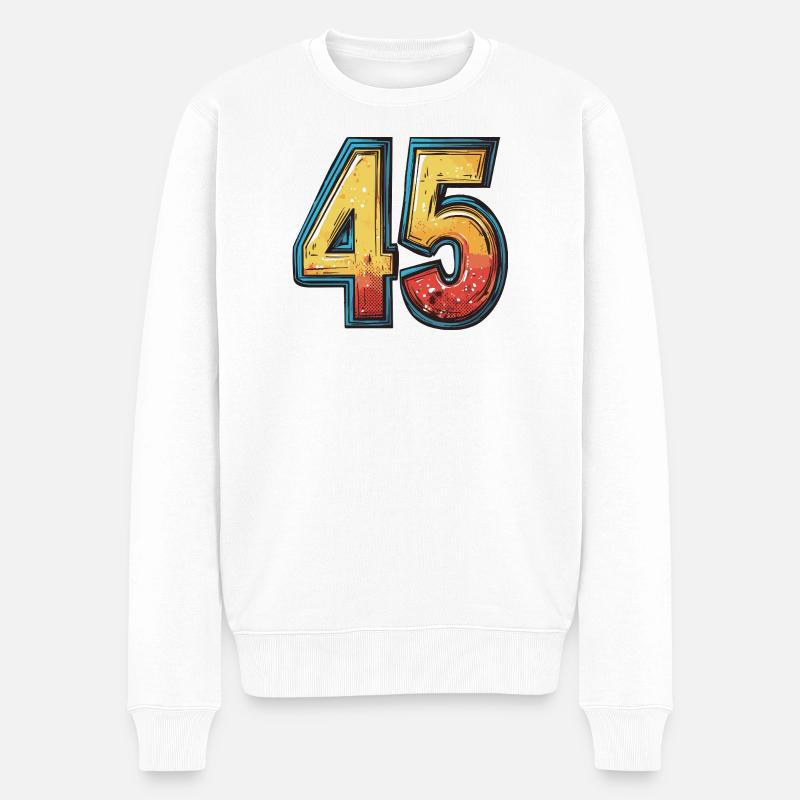 45 Zahl Bunt - Männer Premium Bio Pullover - Weiß