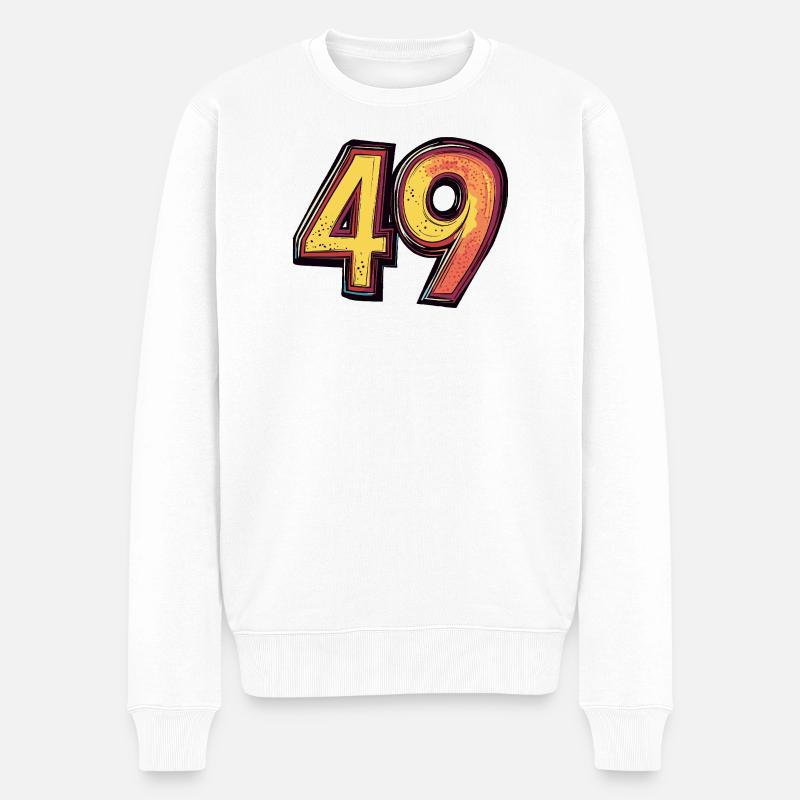 49 Zahl Bunt - Männer Premium Bio Pullover - Weiß