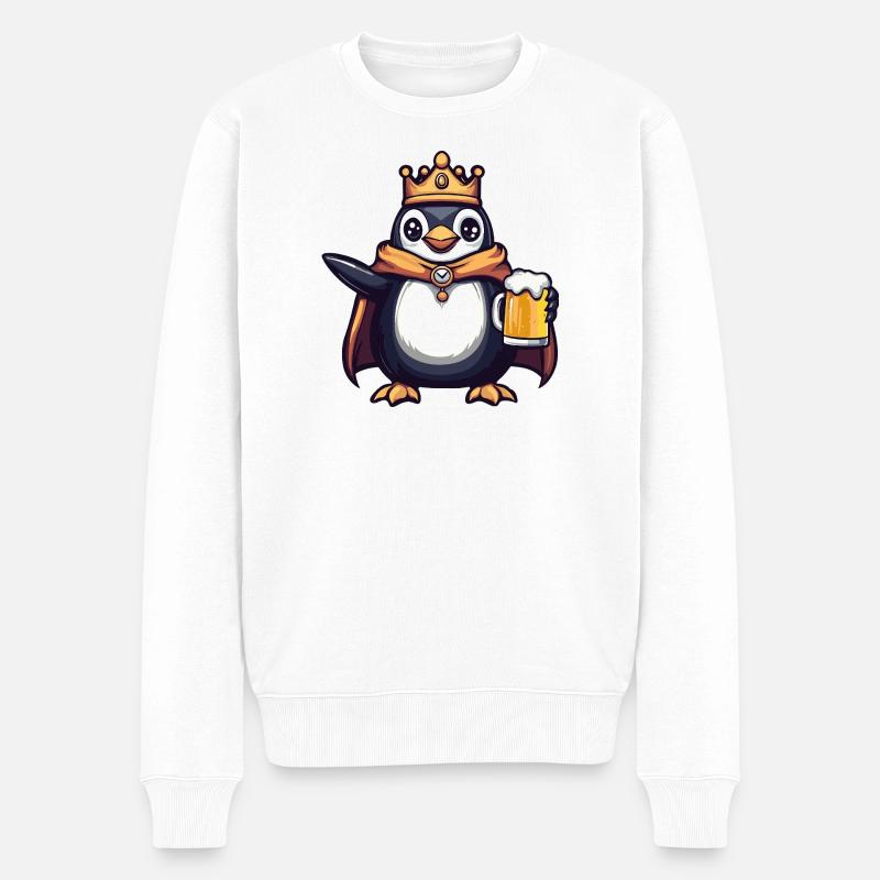Pinguin Bier König - Männer Premium Bio Pullover - Weiß