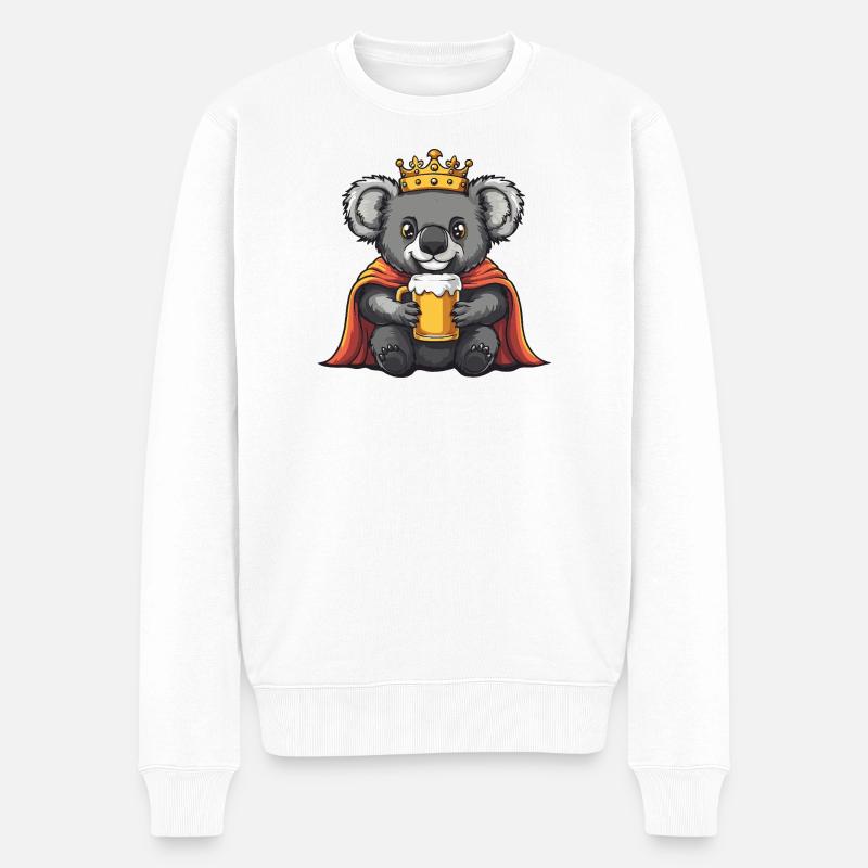 Koala Bier König - Männer Premium Bio Pullover - Weiß
