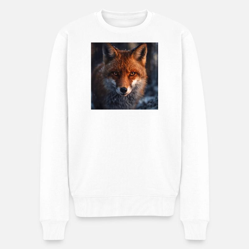 Fuchs-Erkundung bei Einbruch der Dämmerung - Männer Premium Bio Pullover - Weiß
