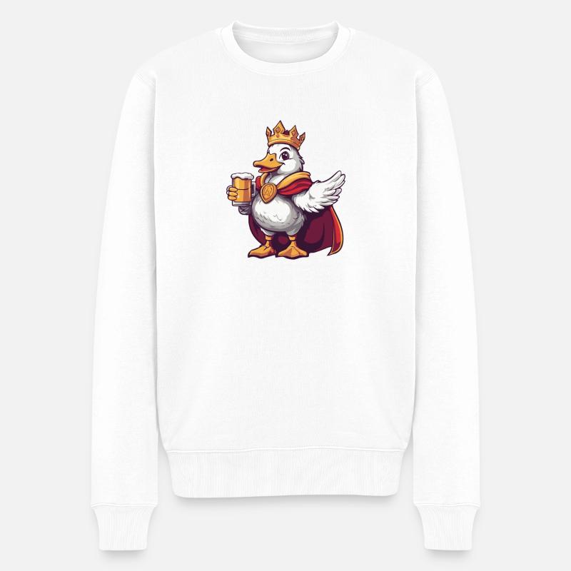 Gans Bier König - Männer Premium Bio Pullover - Weiß