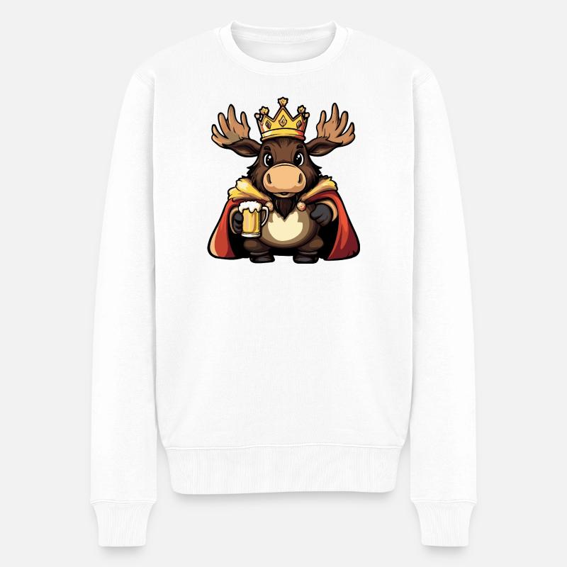 Elch Bier König - Männer Premium Bio Pullover - Weiß