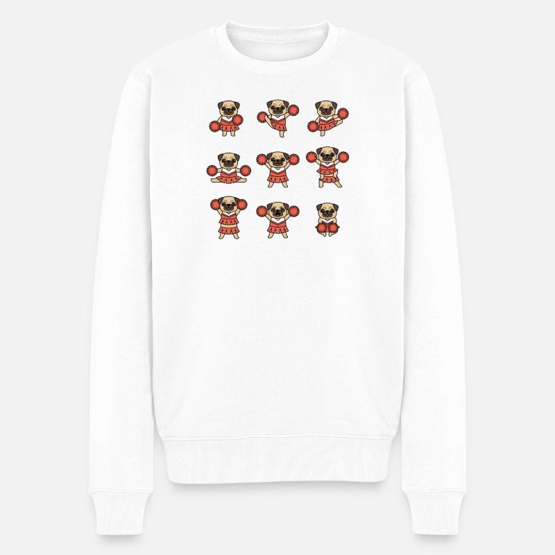 Lustige Mops Cheerleader Mannschaft - Männer Premium Bio Pullover - Weiß