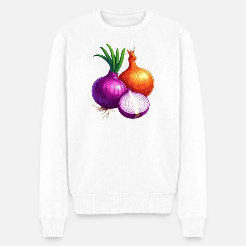 Zwiebeln - Männer Premium Bio Pullover - Weiß