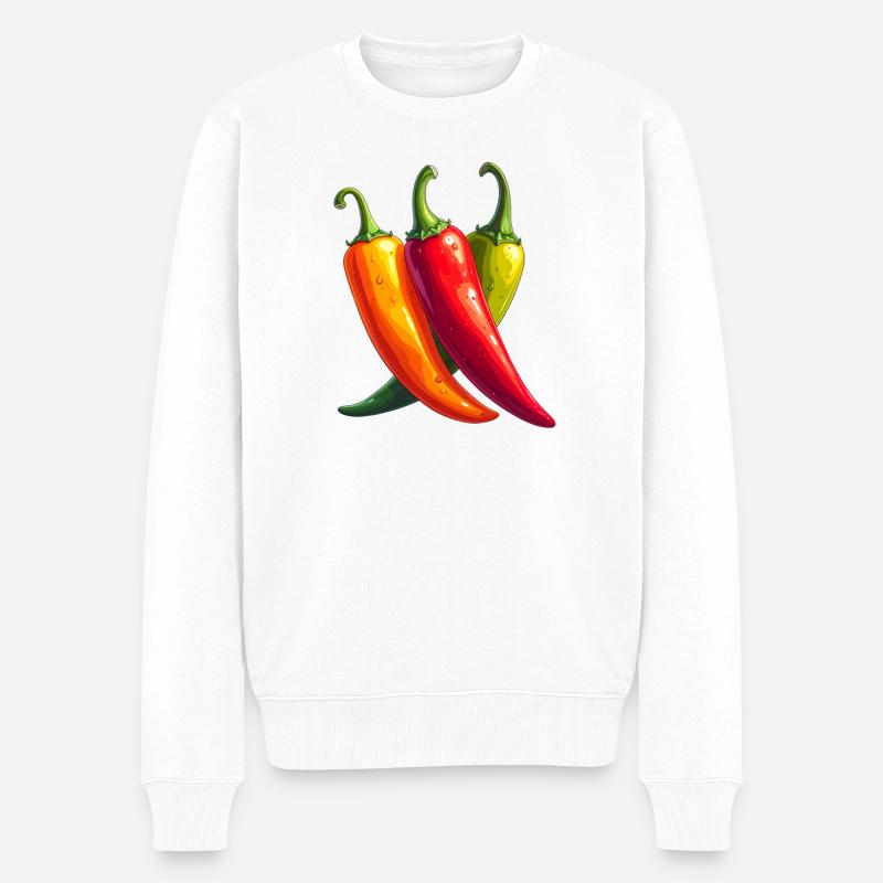 Peperoni / Paprika - Männer Premium Bio Pullover - Weiß
