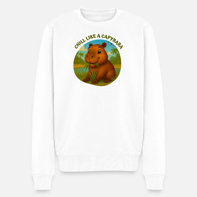 Entspann dich wie ein Kapybara - Männer Premium Bio Pullover - Weiß
