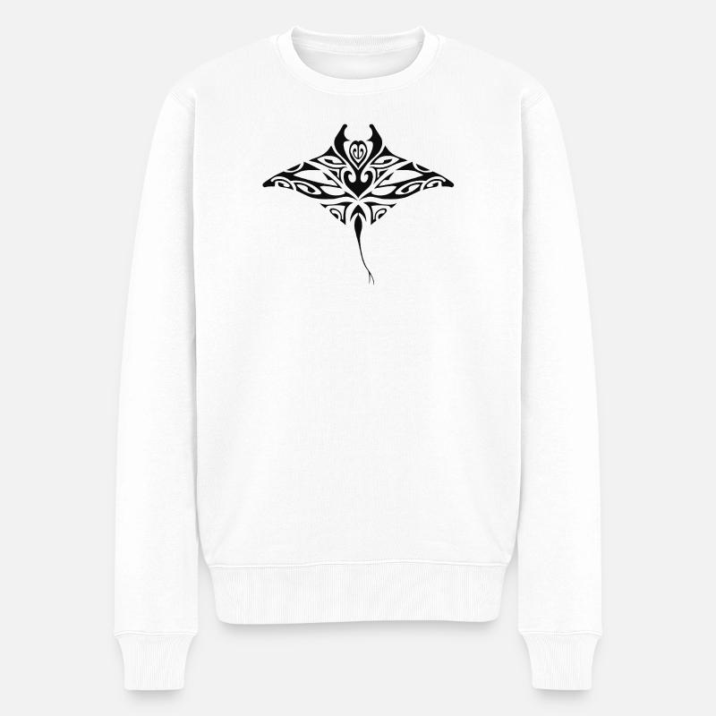 Raie_manta-3-schwarz - Männer Premium Bio Pullover - Weiß