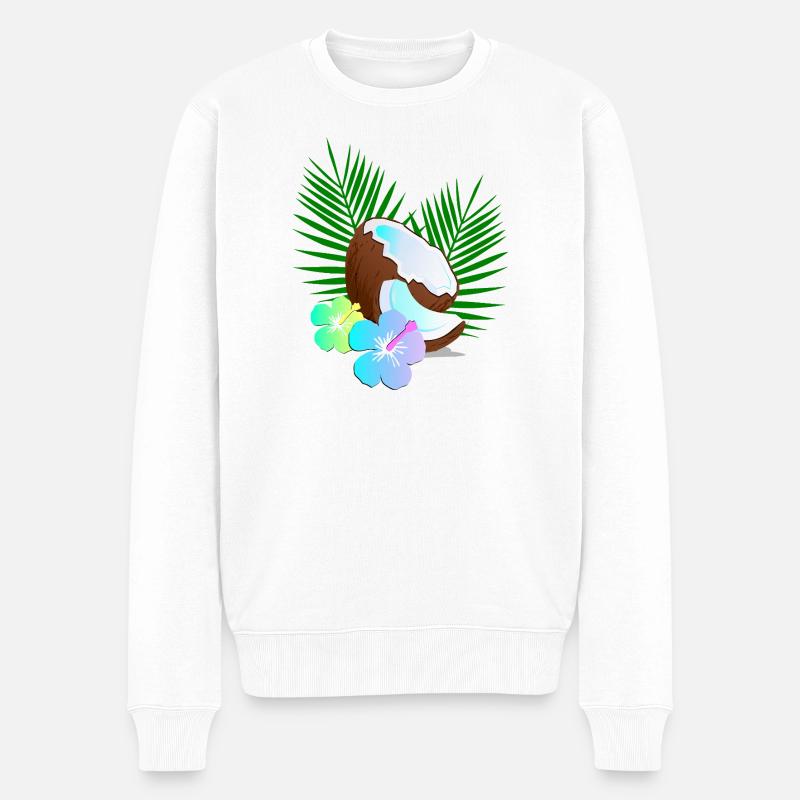 Hibiscus des tropiques de l’île Coconut - Pull Premium bio Homme - blanc