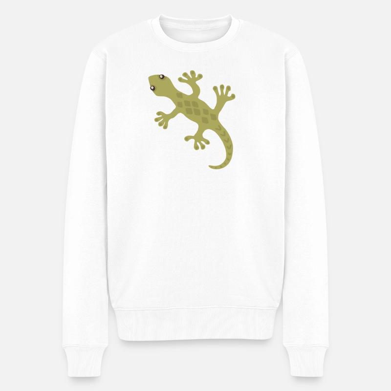 Motif de silhouette Gecko lime - Pull Premium bio Homme - blanc