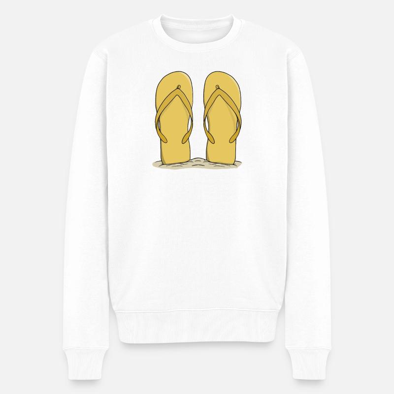 Sunny Beach Flip-Flops - Männer Premium Bio Pullover - Weiß