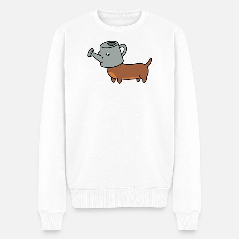 Lustiger Gießkannen-Dackel-Gartenhund - Männer Premium Bio Pullover - Weiß