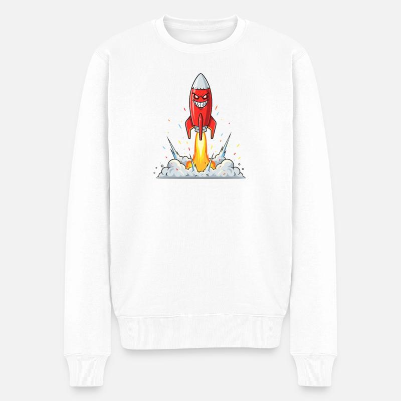 Wütender Raketen-Comic-Charakter - Männer Premium Bio Pullover - Weiß
