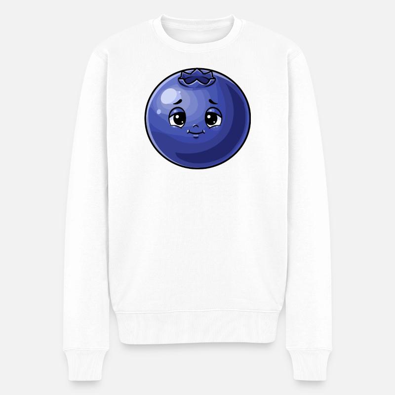 Kawaii Blaubeere Gesicht - Männer Premium Bio Pullover - Weiß