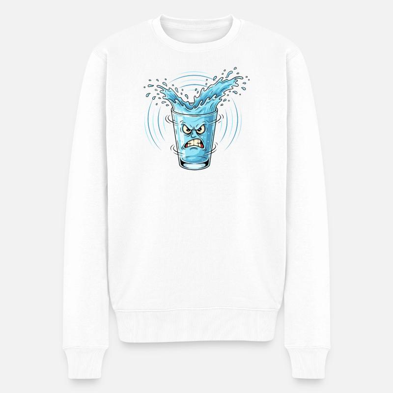 Wütendes Wasserglas Splash - Männer Premium Bio Pullover - Weiß