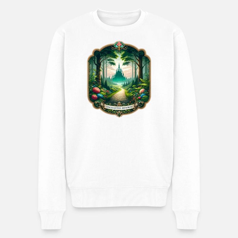 Verzauberter Pfad zum Schloss - Männer Premium Bio Pullover - Weiß