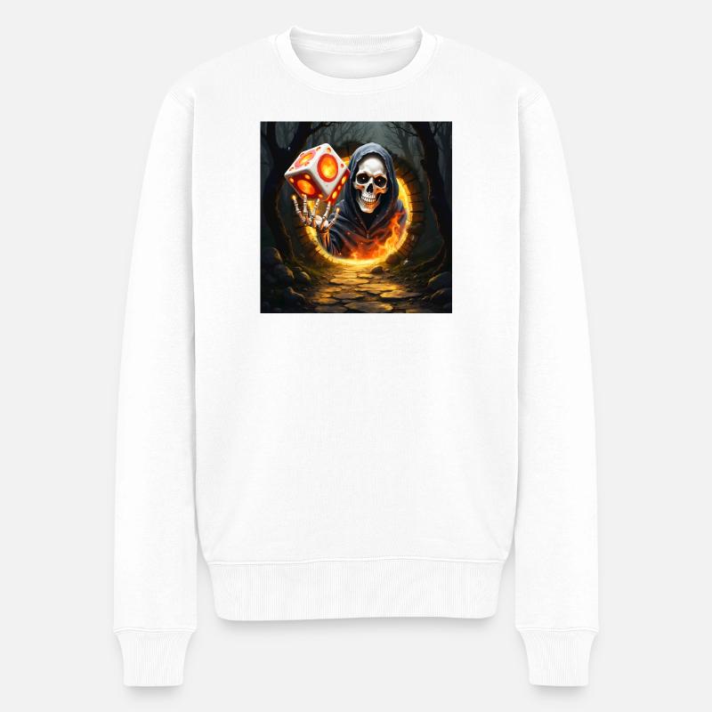 Tod und Feuerwürfel - Männer Premium Bio Pullover - Weiß