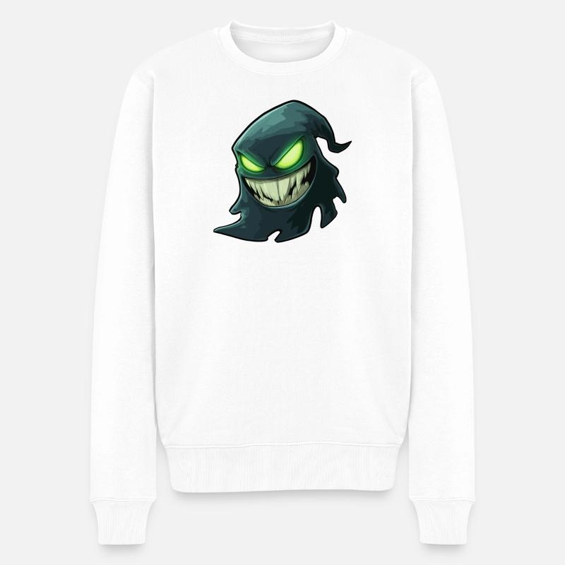 Geist, Halloween-Geist, Gruseliger Geist - Männer Premium Bio Pullover - Weiß