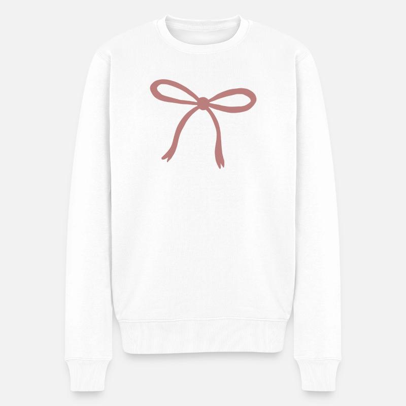 Rosy Ribbon Bow-Print - Männer Premium Bio Pullover - Weiß