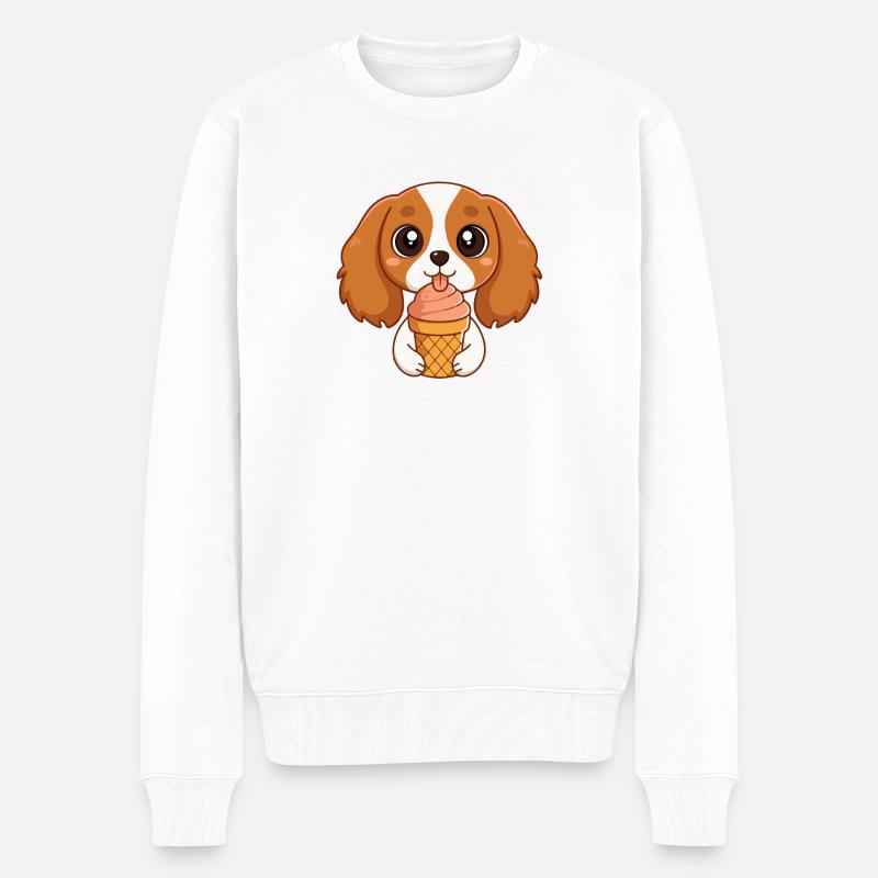 Chiot mignon glace - Pull Premium bio Homme - blanc