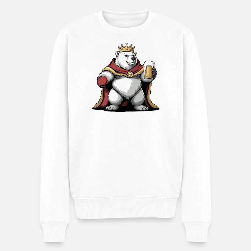 Eisbär Bier König - Männer Premium Bio Pullover - Weiß