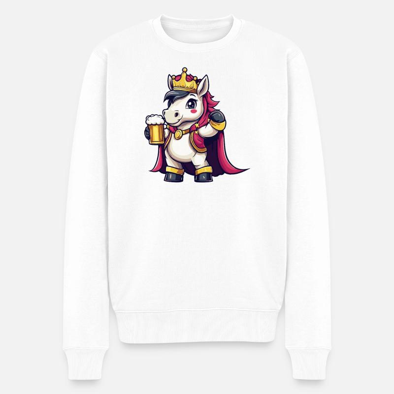 Einhorn Bier König - Männer Premium Bio Pullover - Weiß