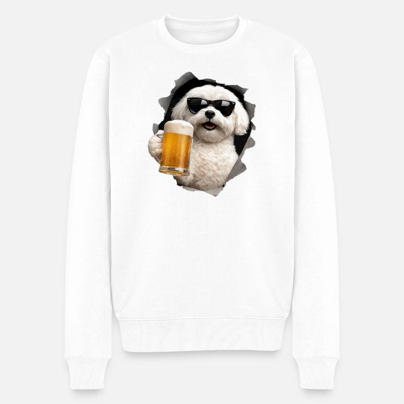Maltesisches Bier - Männer Premium Bio Pullover - Weiß