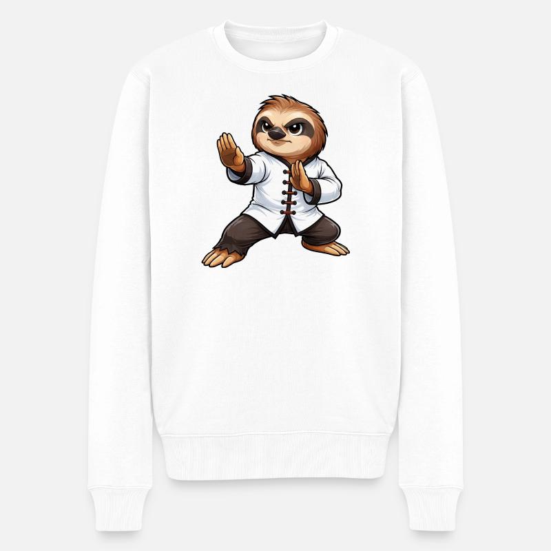 Faultier Kampfsport Kung Fu Traditionell Wing Tsun - Männer Premium Bio Pullover - Weiß