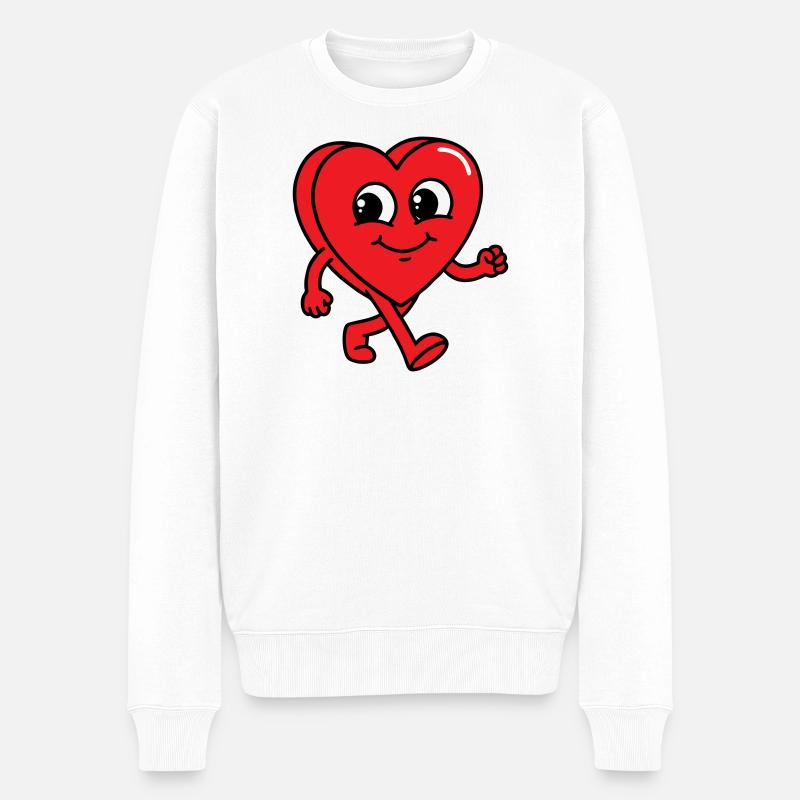 Gehendes Herz - Männer Premium Bio Pullover - Weiß