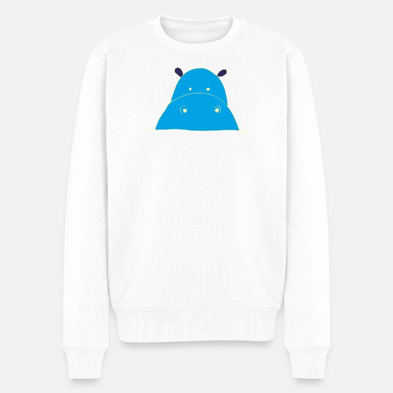 Hippopotame bleu hippopotame - Pull Premium bio Homme - blanc