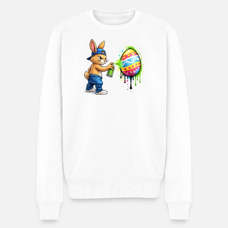 Graffiti bunny with Easter egg - Men's Premium Organic Jumper - white