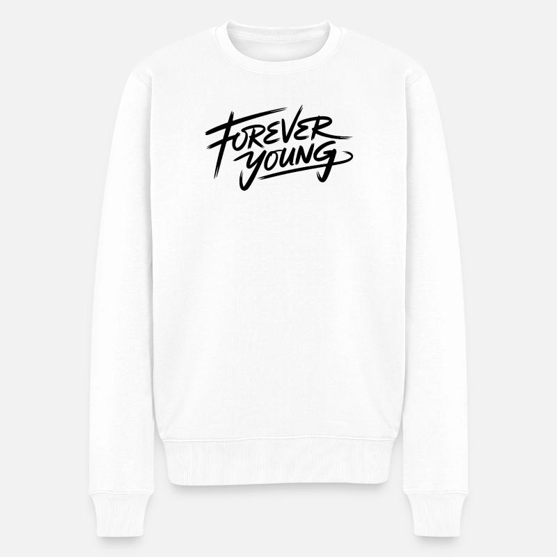 FOREVER YOUNG - Männer Premium Bio Pullover - Weiß
